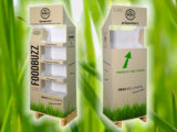 Corrugated cardboard made from grass paper for sustainable Foodbuzz displays