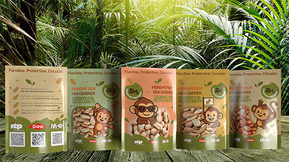 Dow, Macchi and ITP present new mono-polyethylene pouch prototype with more than 50% advanced recycled content at K 2025